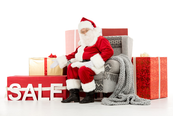 Santa Claus with Sale sign  - Foto, afbeelding