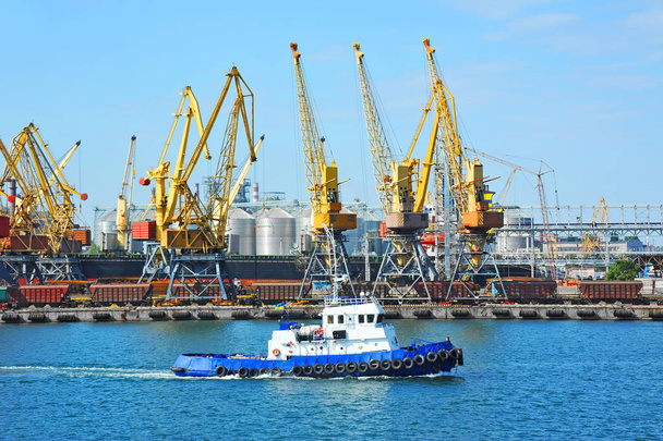 Tugboat and port cargo crane - Photo, Image
