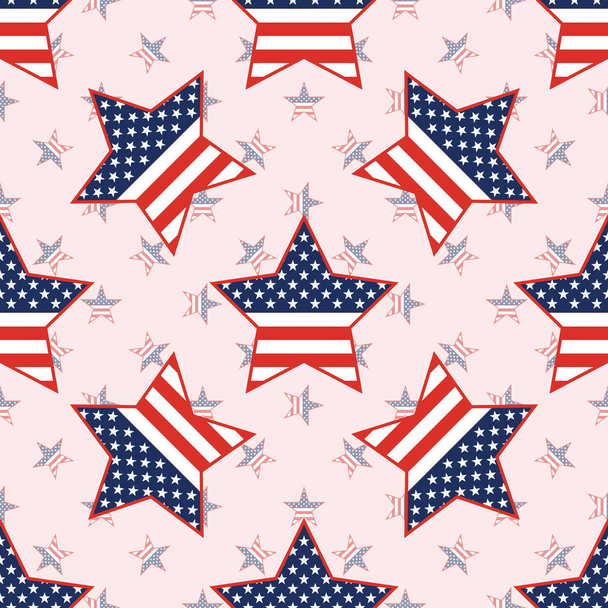 USA patriotic stars seamless pattern on national stars background. - Vector, Imagen