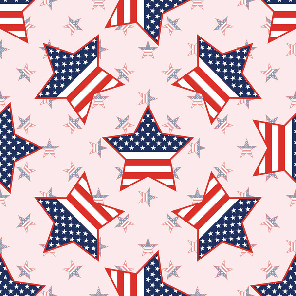 USA patriotic stars seamless pattern on national stars background. - Vector, afbeelding