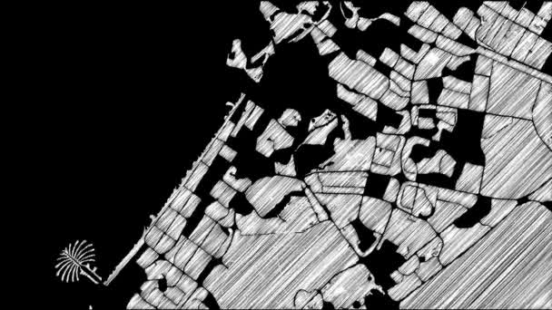 Dubái, Emiratos Árabes Unidos, City Map Animation Filmación 4K Loop
 - Imágenes, Vídeo