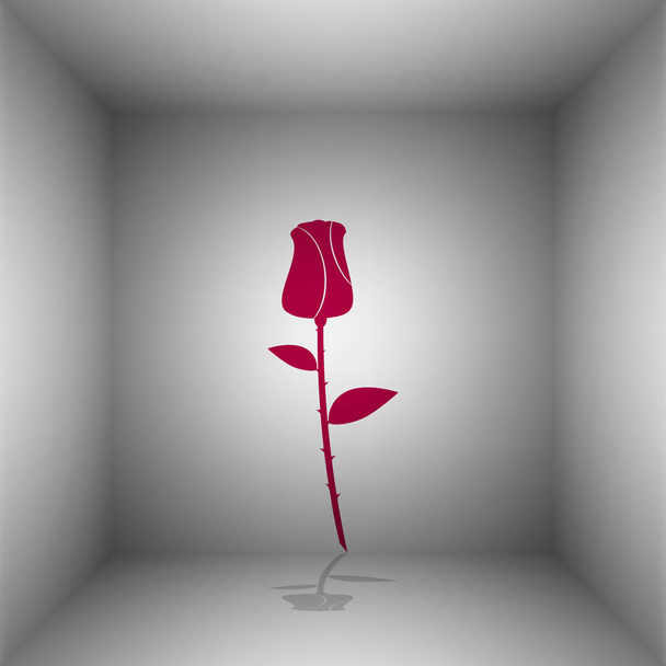 Rose sign illustration. Bordo icon with shadow in the room. - Vetor, Imagem