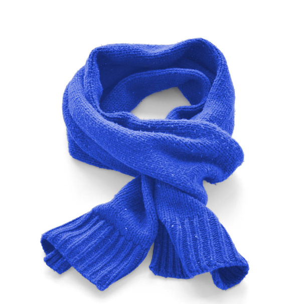 Blue warm scarf on a white background - Foto, Bild