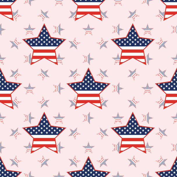USA patriotic stars seamless pattern on national stars background. - Вектор, зображення