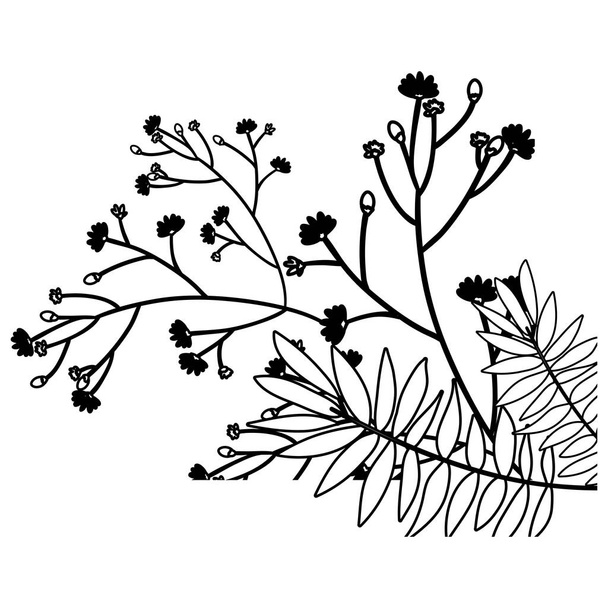Isolated flowers silhouette decoration design - ベクター画像