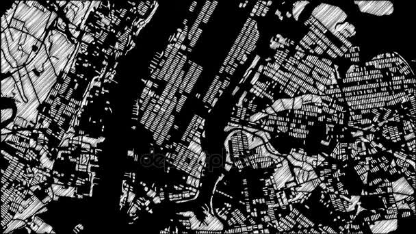 New York City Downtown Map Animação Filmagem 4K Loop
 - Filmagem, Vídeo