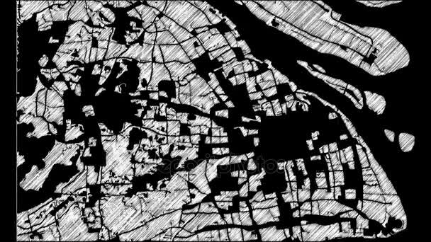上海市地図アニメーション映像 4 k ループ - 映像、動画