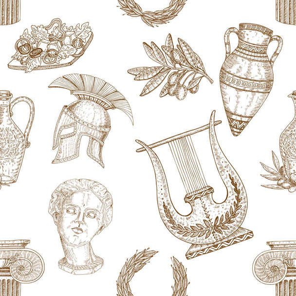 Greece Icons Seamless Pattern - Vecteur, image