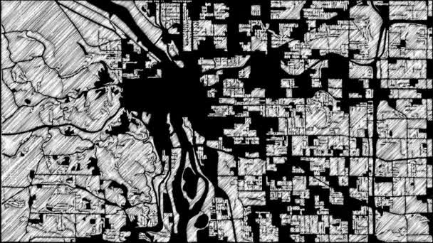 Vancouver City Map Animação Filmagem 4K Loop
 - Filmagem, Vídeo