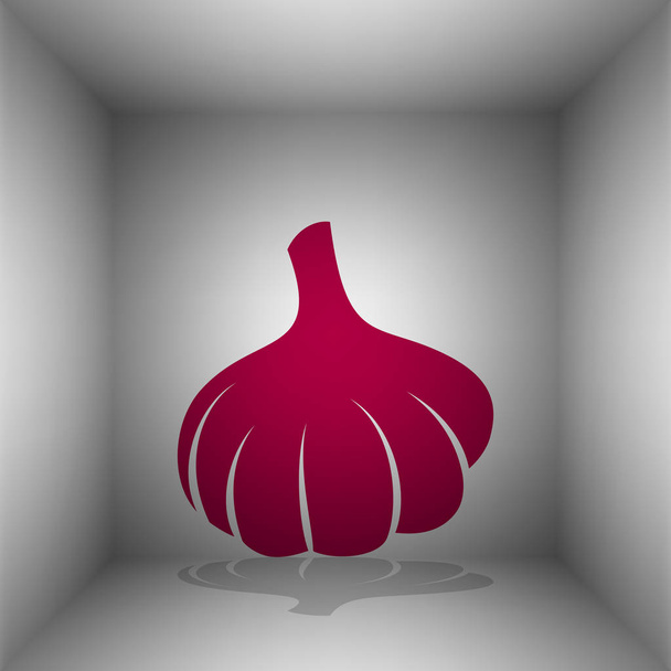 Garlic simple sign. Bordo icon with shadow in the room. - Vector, Image
