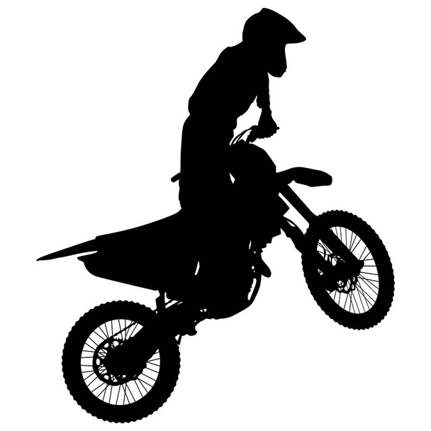 Silhouetten-Fahrer nimmt an Motocross-Meisterschaft teil. Vektorillustration - Vektor, Bild