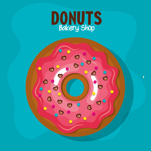 heerlijke donuts bakkerij winkel - Vector, afbeelding