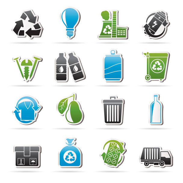 Σκουπίδια και ανακύκλωση εικονίδια  - Διάνυσμα, εικόνα