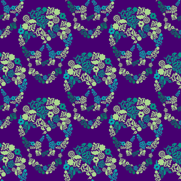 Seamless background with vector skulls - Вектор,изображение