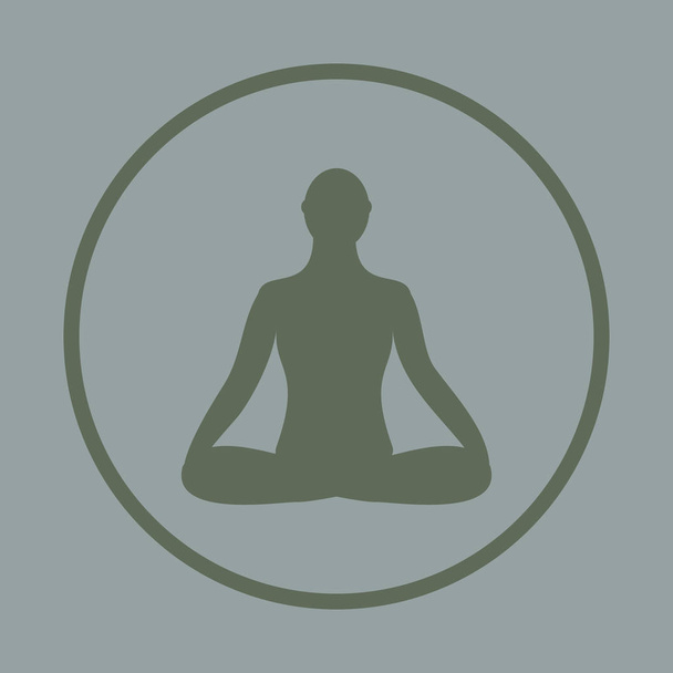 Meditation icon. human meditating in lotus pose. - Vector, Image