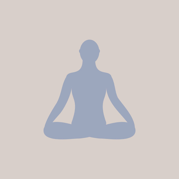 Значок медитации. человек медитирует в позе лотоса
. - Вектор,изображение