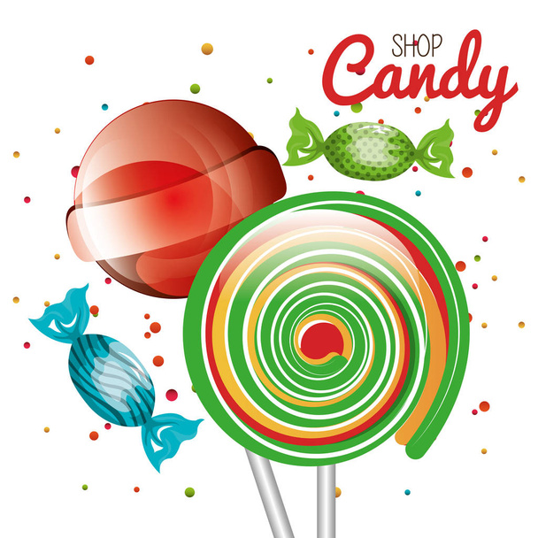 caramelo lollipop dulce aislado icono
 - Vector, Imagen