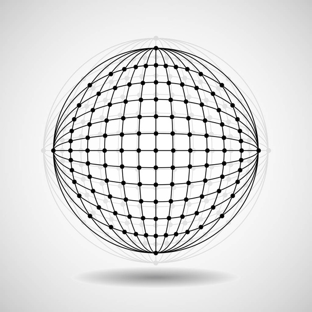ドットやライン、ネットワーク接続の抽象的な幾何学的形。ワイヤ フレーム グローブ - ベクター画像