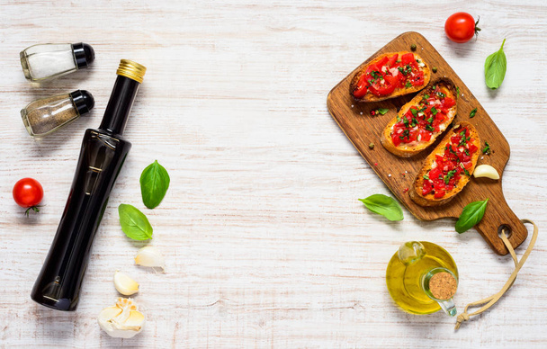 Bruschetta with Balsamic Vinegar and Copy Space - Photo, image