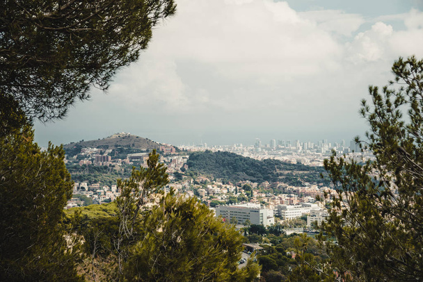 Panoramic view of Barcelona city in autumn day. Catalonia, Spain - 写真・画像