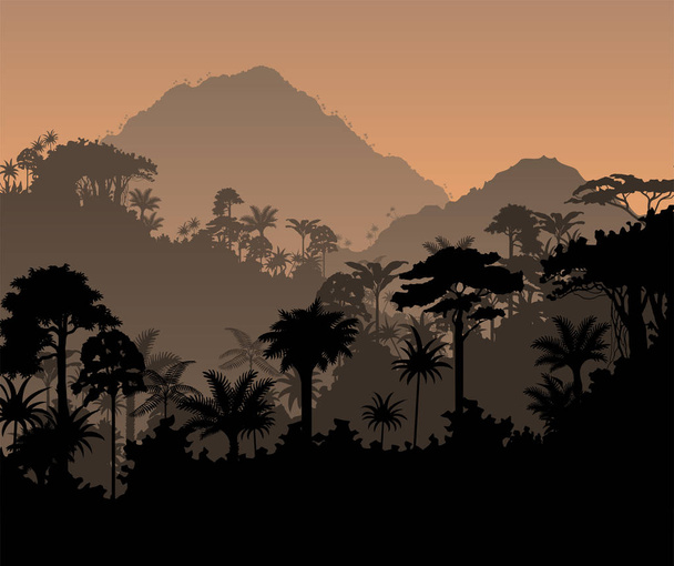 Vector tropical rainforest Jungle background - Vector, Image