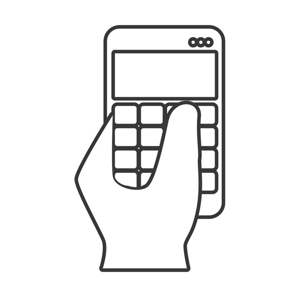 mano humana con calculadora
 - Vector, Imagen