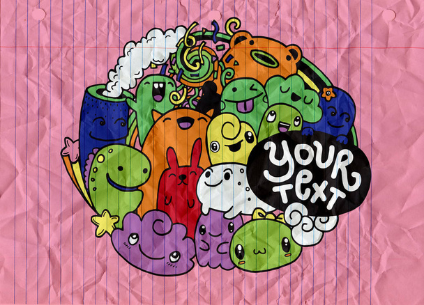 Hipster hand gezeichnet happy Doodle Monster City, Zeichnung style.vecto - Vektor, Bild