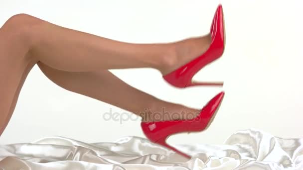 Legs in red high heels. - Footage, Video