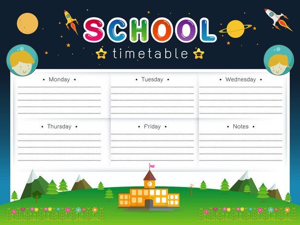 Illustration zum Stundenplan der Schule - Vektor, Bild