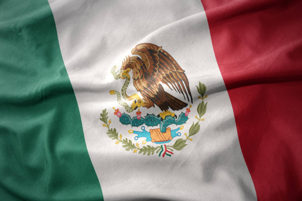 mává barevná vlajka Mexika. - Fotografie, Obrázek
