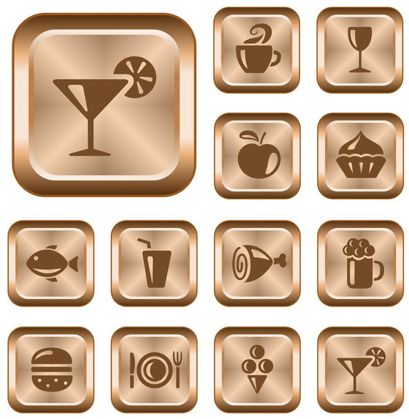 Food and drinks buttons - Vettoriali, immagini