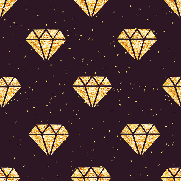 Shining golden foil diamonds seamless vector pattern - Vetor, Imagem
