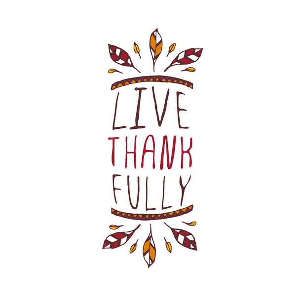 Thanksgiving label met tekst op witte achtergrond - Vector, afbeelding