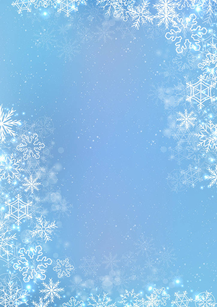 Синій зимовий паперовий фон зі сніжинкою кордону
 - Вектор, зображення
