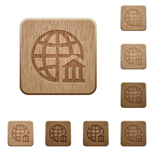 Internetbankieren houten knoppen - Vector, afbeelding