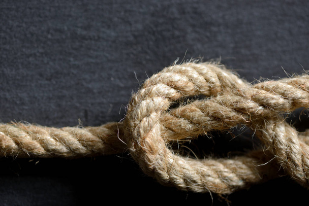 Rope knot isolated on black  - Zdjęcie, obraz