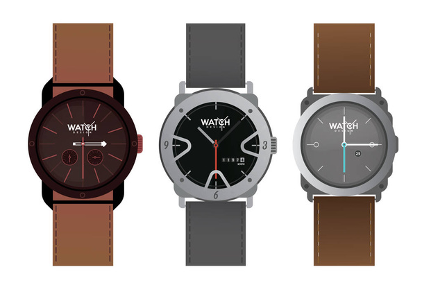 набір шаблонів дизайну наручних годинників
 - Вектор, зображення