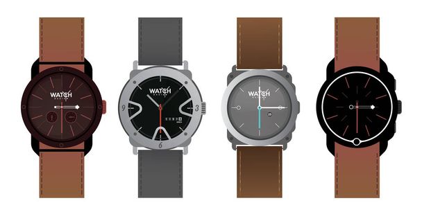 plantillas de diseño de relojes de pulsera conjunto
 - Vector, Imagen