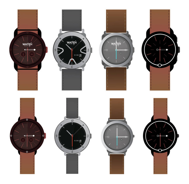 набір шаблонів дизайну наручних годинників
 - Вектор, зображення