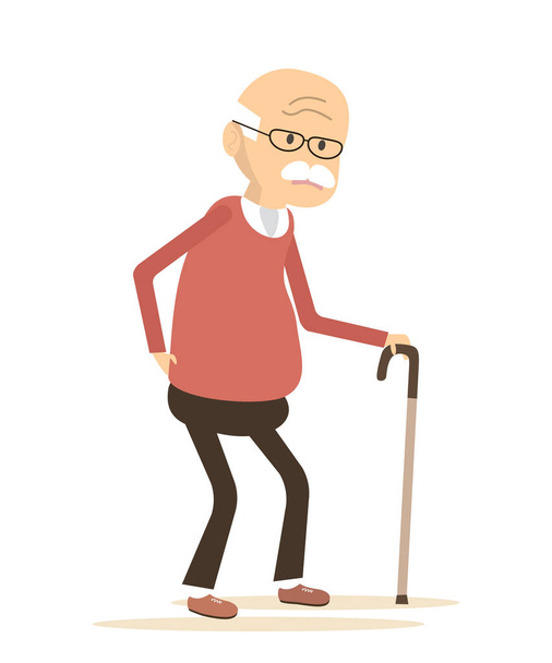 Elderly Man Suffering From Back Pain - Vector, Image