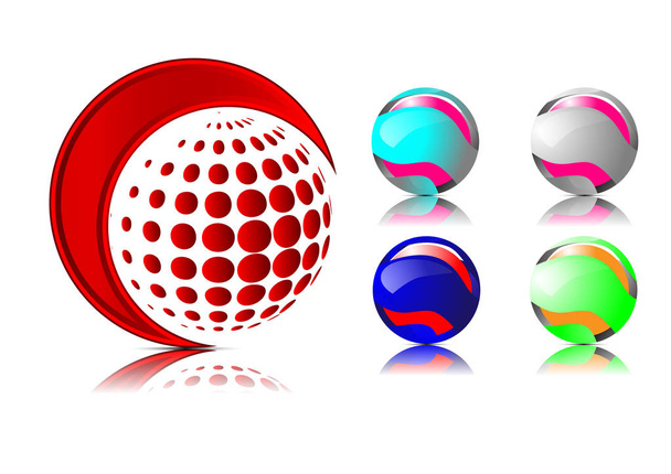 Abstract 3d sphere logos carving set. Logos spheres - Διάνυσμα, εικόνα