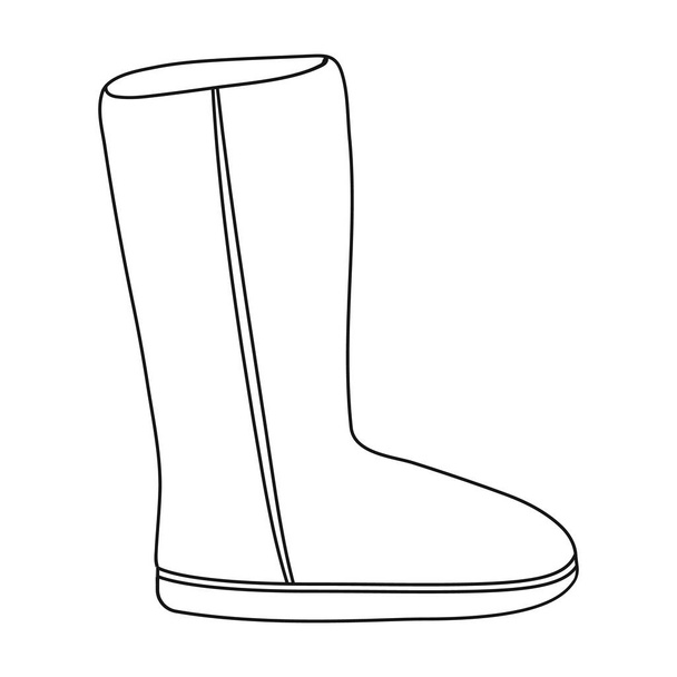 Ugg boots icon in outline style isolated on white background. Shoes symbol stock vector illustration. - Vektor, kép