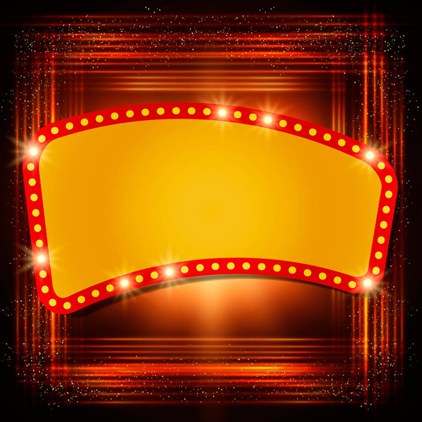 glänzender Hintergrund mit Retro-Casino-Licht-Banner - Vektor, Bild