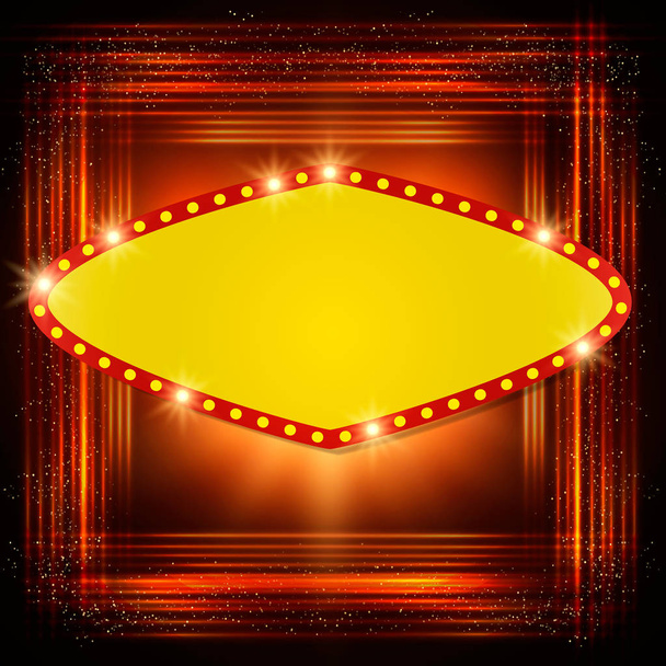 Fond brillant avec bannière lumineuse de casino rétro
 - Vecteur, image