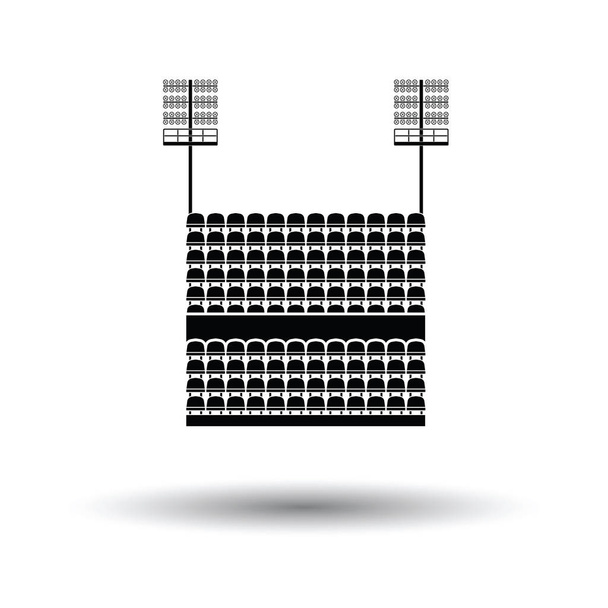 Stadion tribune ülések és könnyű árboc ikon - Vektor, kép