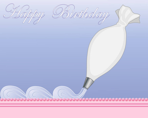 blue frosting and pink cake - Vector, Image