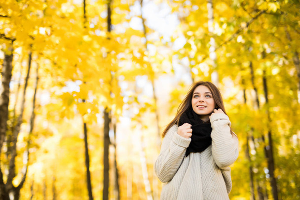 Jeune fille dans la forêt d'automne
 - Photo, image