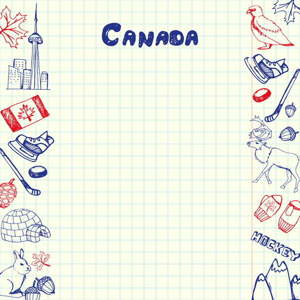 Canada Symbols Pen Drawn Doodles Vector Collection - Vector, Image