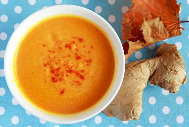 Pumpkin cream soup with ginger - Photo, Image