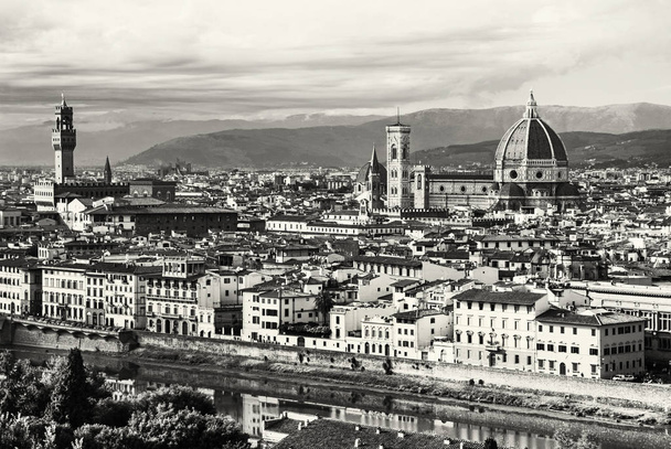 Όμορφη Φλωρεντία, Τοσκάνη, Ιταλία, μαύρο και άσπρο - Φωτογραφία, εικόνα